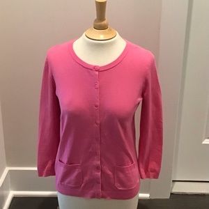 Talbots Pima Cotton 3/4 Sleeve Cardigan Pink XS